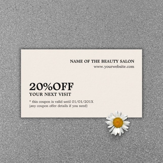 Elegant Minimalist Ecru White Coupon Salon (Creator Uploaded)
