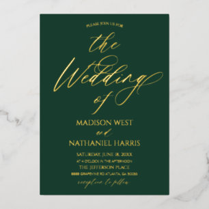 Elegant Minimalist Emerald Green Gold Wedding