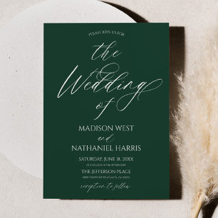 Elegant Minimalist Emerald Green Wedding Invitation