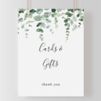 Elegant Minimalist Eucalyptus Cards and Gifts Sign