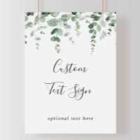 Elegant Minimalist Eucalyptus Custom Text Sign