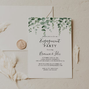Elegant Minimalist Eucalyptus Engagement Party  Invitation
