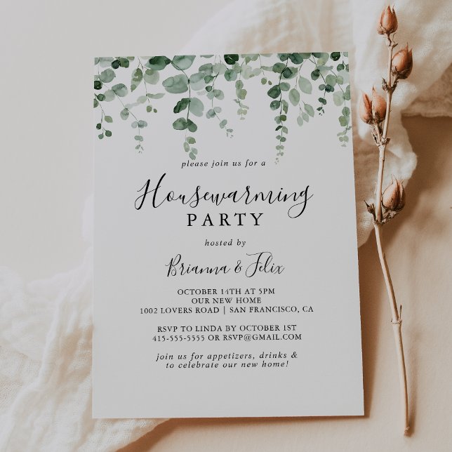Elegant Minimalist Eucalyptus Housewarming Party  Invitation (Creator Uploaded)