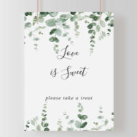 Elegant Minimalist Eucalyptus Love Is Sweet Sign