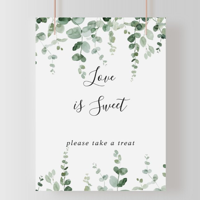 Elegant Minimalist Eucalyptus Love Is Sweet Sign (Creator Uploaded)