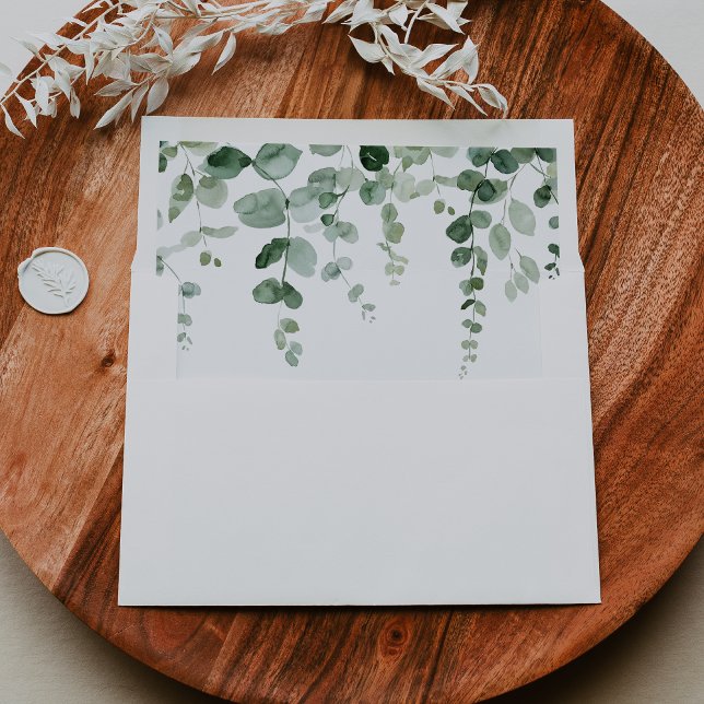 Elegant Minimalist Eucalyptus Self-Addressed RSVP  Envelope (Creator Uploaded)