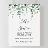 Elegant Minimalist Eucalyptus Selfie Station Sign