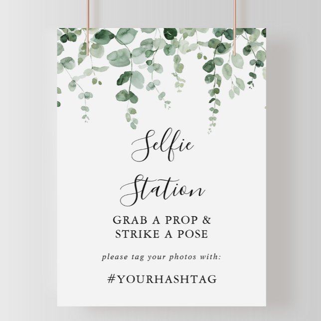 Elegant Minimalist Eucalyptus Selfie Station Sign (Creator Uploaded)