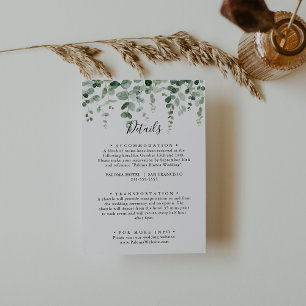 Elegant Minimalist Eucalyptus Wedding Details  Enclosure Card