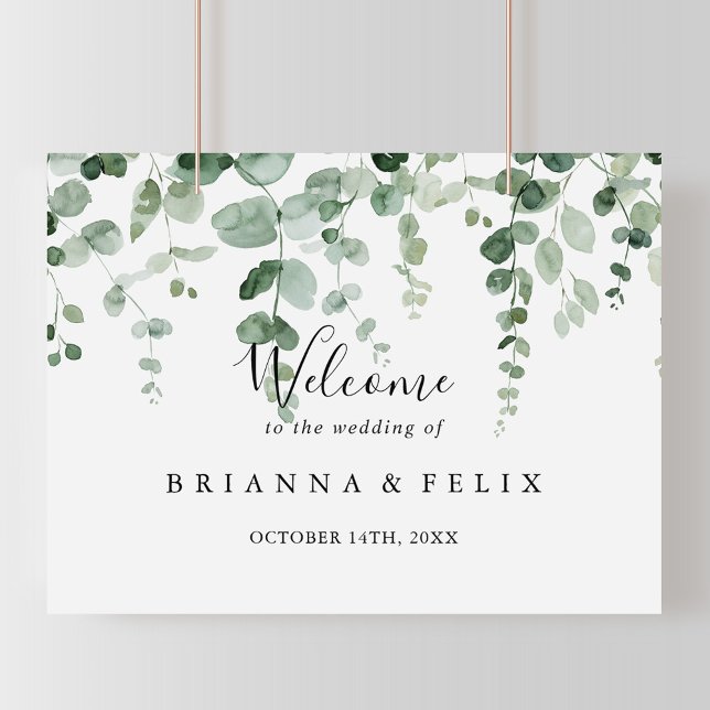 Elegant Minimalist Eucalyptus Wedding Welcome Sign (Creator Uploaded)