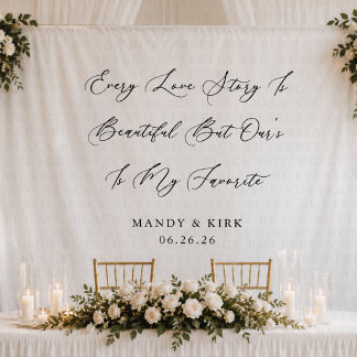 Elegant Minimalist Every Love Story Is Beautiful Tapestry