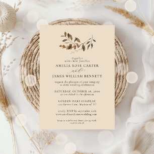 Elegant Minimalist Fall Autumn Eucalyptus Wedding Invitation