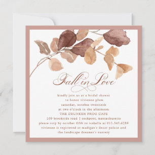 Elegant Minimalist Fall Leaves Bridal Shower Invitation
