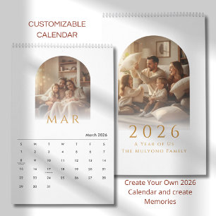 Elegant Minimalist Family Photo Calendar 2026