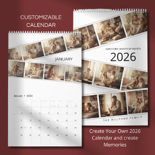 Elegant Minimalist Family Photo Calendar 2026 