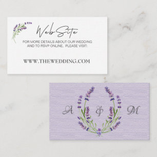 Elegant Minimalist Fashion Lavender Wedding WebSit Enclosure Card
