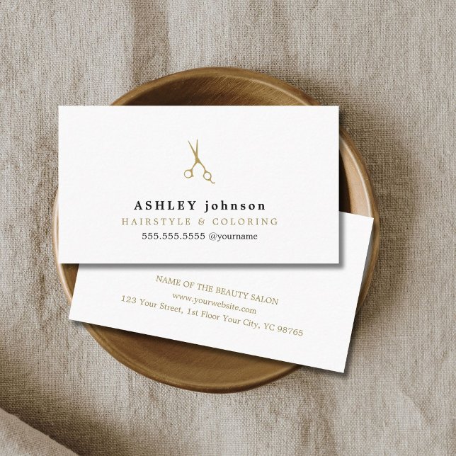 Elegant Minimalist Faux Gold Scissors Hairdresser Business Card (Creator Uploaded)