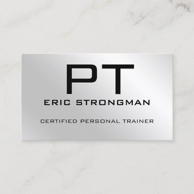 Elegant minimalist faux metallic silvery   business card (Front)