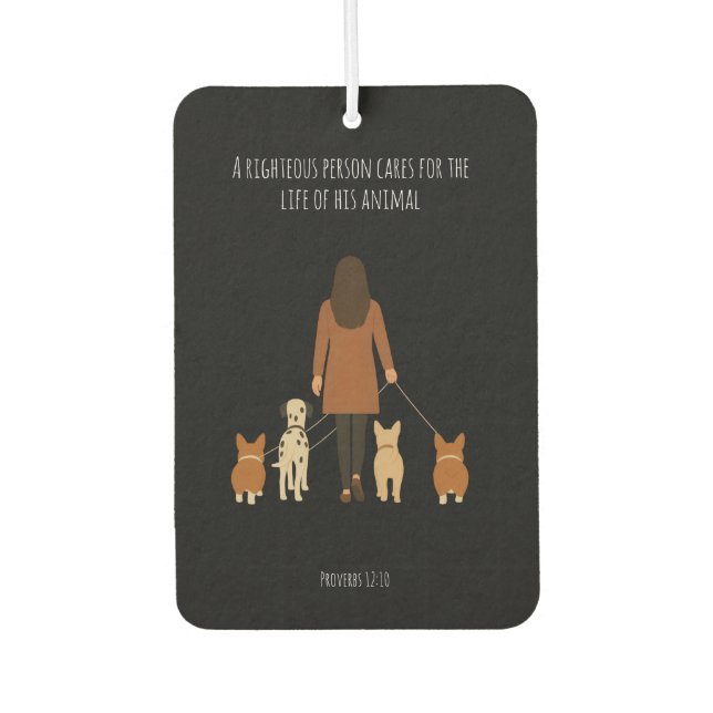 Elegant Minimalist Female Dog Walker  Car Air Freshener (Front)