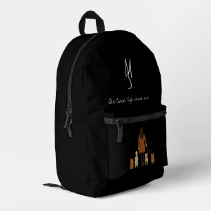 Elegant Minimalist Female Dog Walker Customisable Printed Backpack