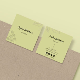 Elegant Minimalist Floral Accents Square Business Card