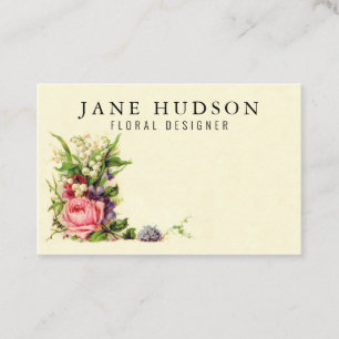 Elegant Minimalist Floral Business Card 3.34x2.1