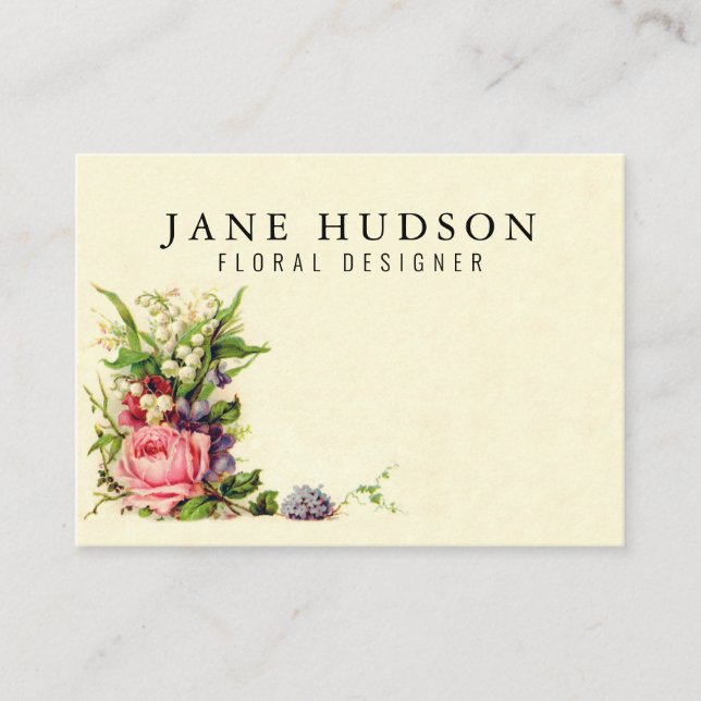 Elegant Minimalist Floral Business Card 3.5x2.5 (Front)