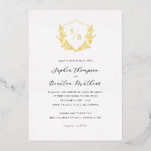 Elegant Minimalist Floral Crest Monogram Wedding