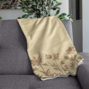 Elegant Minimalist Floral Design with Monogram Fleece Blanket
