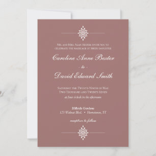 Elegant Minimalist Floral Mauve Taupe Wedding Invitation