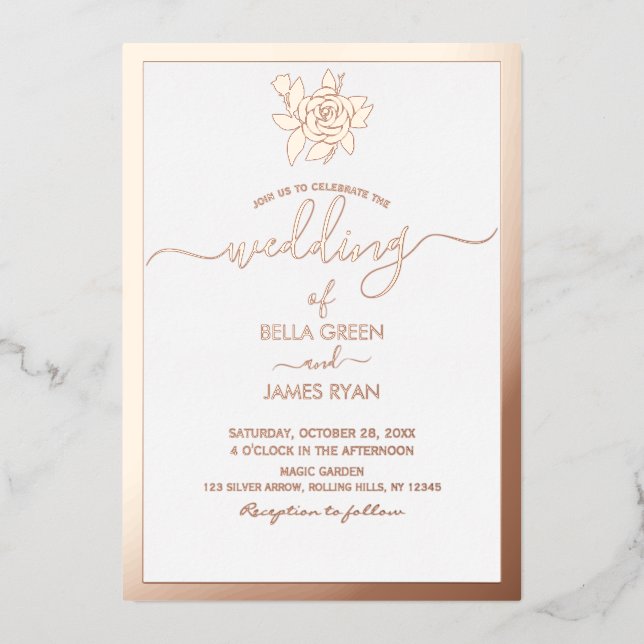 Elegant Minimalist Floral Photo Wedding  (Front)