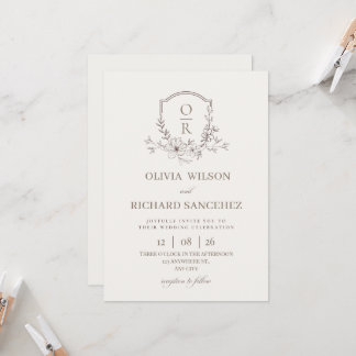 Elegant Minimalist Floral Wedding Invitation