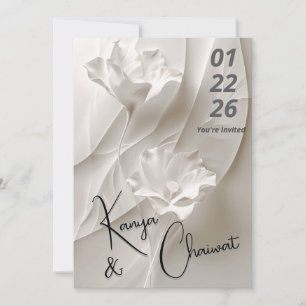 Elegant Minimalist Floral Wedding Invitation 