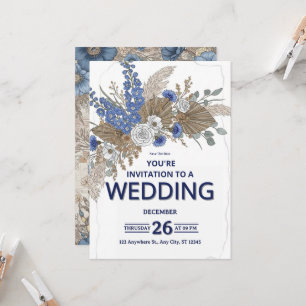 Elegant Minimalist Floral Wedding Invitation