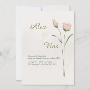 Elegant Minimalist Floral Wedding Invitation