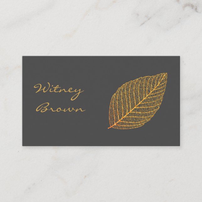 Elegant minimalist foil golden leaf  business card (Front)