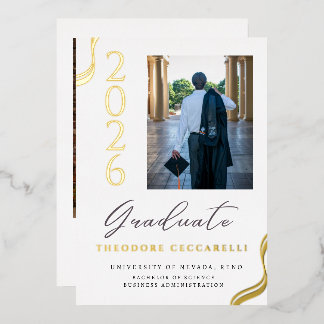 Elegant Minimalist Foil Graduation Announcement