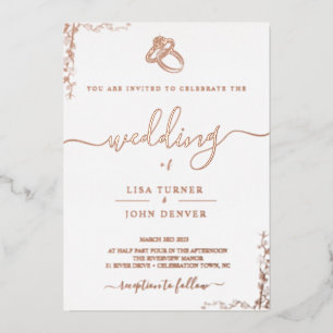 Elegant, Minimalist Foil Wedding Invitation