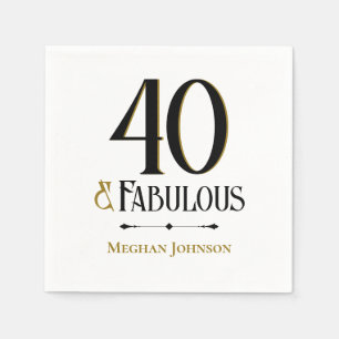 Elegant Minimalist Forty and Fabulous Birthday Napkin