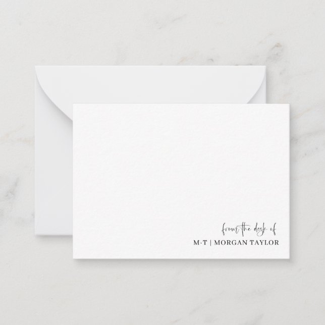 Elegant Minimalist From the desk of Note Cards (Front)