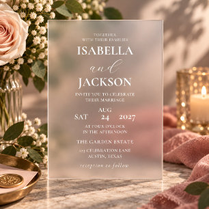 Elegant Minimalist Frosted Acrylic Wedding Invitations
