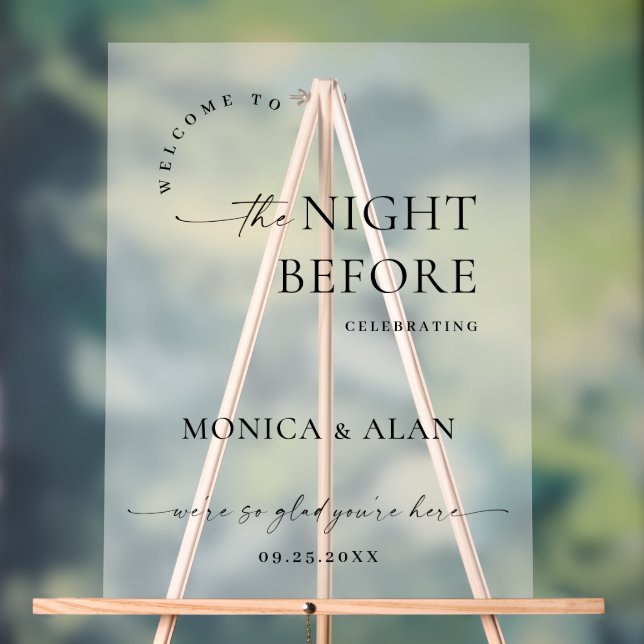 Elegant Minimalist FROSTED Rehearsal Dinner Acrylic Sign (Neutral)