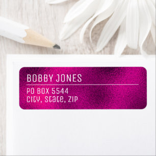 Elegant Minimalist fuchsia Metallic Return Address Return Address Label