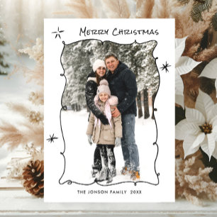 Elegant Minimalist Funky Retro Christmas Photo Holiday Card