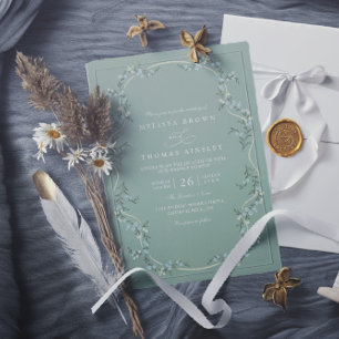 Elegant Minimalist Garden Floral QR Code Wedding Invitation