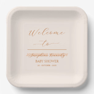 Elegant Minimalist Gender Neutral Baby Shower Paper Plate