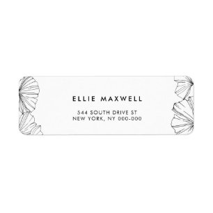 Elegant minimalist Ginkgo Biloba return address Label