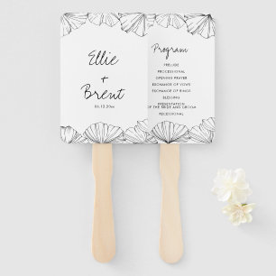 Elegant minimalist Ginkgo Biloba wedding program Hand Fan