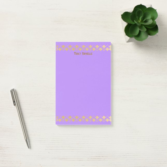 Elegant Minimalist Gold Accent Lavender Post-it Notes (Office)