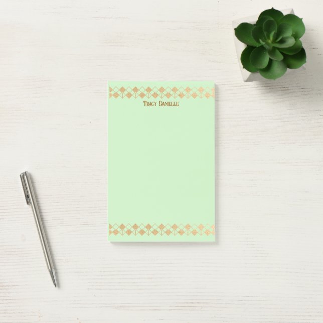 Elegant Minimalist Gold Accent Mint Green  Post-it Notes (Office)